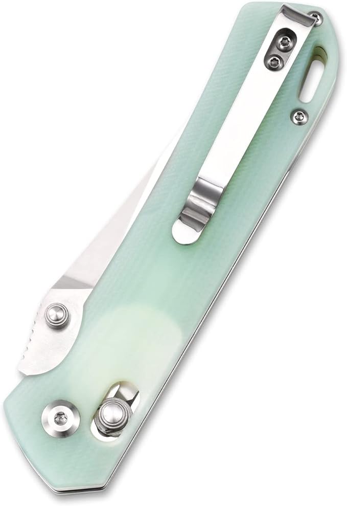Sitivien ST124 Folding Knife D2 Steel+G10 HandleBall Bearing Pivot Axis lock with Pocket Clip for CampingOutdoor EDC Knife Tool-Jade