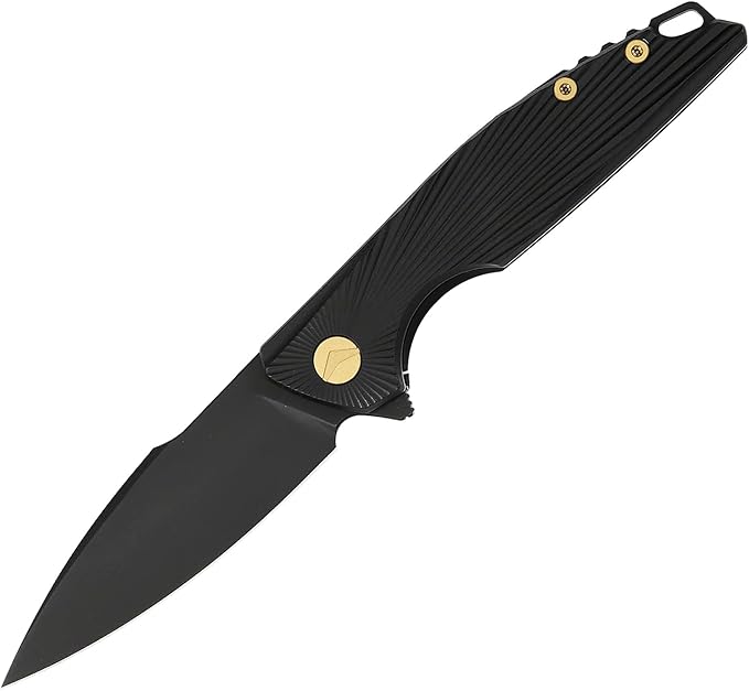 Folding Knife Pocket Knife EDC Knife with Clip Survival Knife Hunting Knife - M390 Steel Titanium Handle - Outdoor Hunting Survival Camping Knife with Sheath (Black)