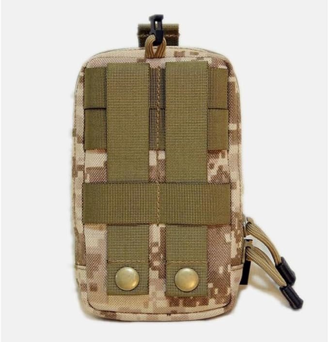 Looyoo/A148 Tactical Phone Pouch with Shoulder Strap EDC Utility Waist Pack Dual Layer Nylon Black and Khaki