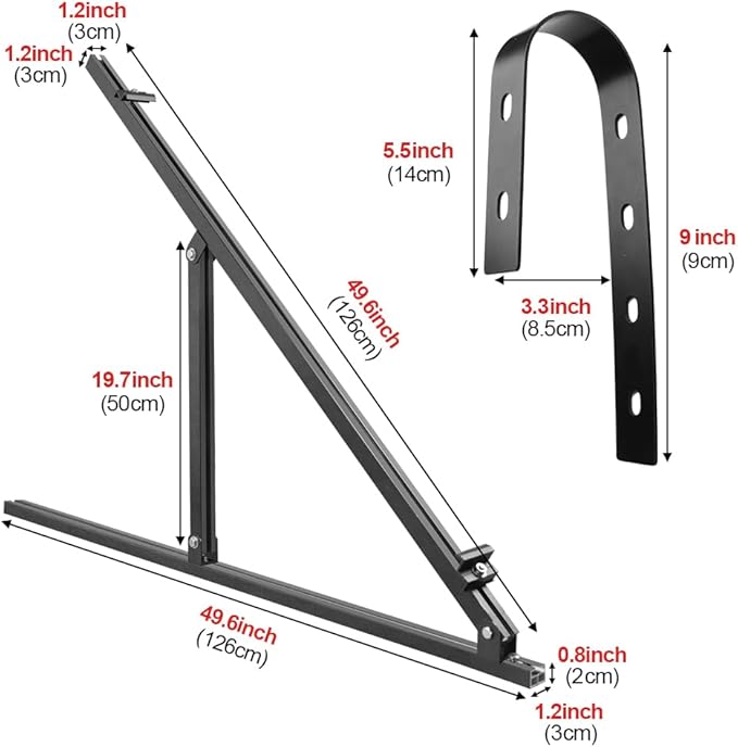 Dokio 50in Adjustable Solar Panel Mount Brackets with Foldable Tilt Legs on Any Flat Surface for RV Roof Boat Any Off-Grid Systems