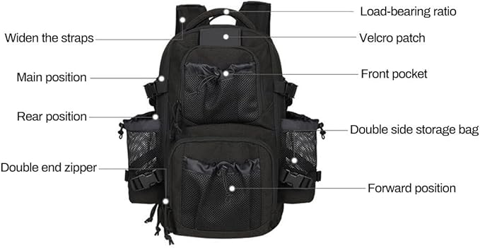MOLLE Tactical Backpack for Outdoor Hiking and Camping Military Assault Pack with Multiple Compartments Waterproof Sports Rucksack for Adults