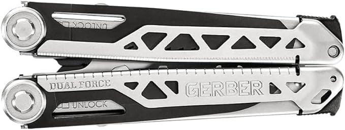 Gerber Gear Dual-Force Multitool - Heavy Duty Center Axis Driver Blunt Nose Pliers with Saw Wire Cutters Bit Storage and More - Multi