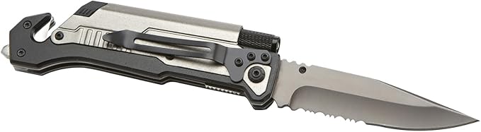 Flight Outfitters Pilot Survival Knife | Versatile Compact Durable Folding Pocket Knife with Stainless Steel Blade LED Flashlight Fire Starter Seat Belt Cutter &amp Window Breaker