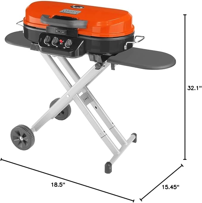 Coleman RoadTrip 285 Portable Stand-Up Propane Grill with 3 Adjustable Burners &amp Instastart Ignition 20000 BTUs of Power for Outdoor Cooking Camping Tailgating Grilling BBQs &amp More
