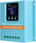 6080A MPPT Solar Charge Controller with Auto Detection for 12V 24V 36V 48V Battery Systems for RV Marine and Home Solar Applications (12V24V/36V/48V-80A)