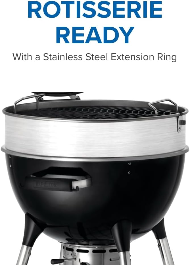 Napoleon PRO22 Professional Charcoal Kettle Grill Black Porcelain-Enameled Lid and Bowl Chrome-Plated Cooking Grid
