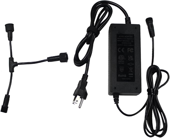 ASAHOM Power Injection T-Connector with S1080 Power Supply for ASAHOM S1080 AI RGBCW Permanent Outdoor Lights Black