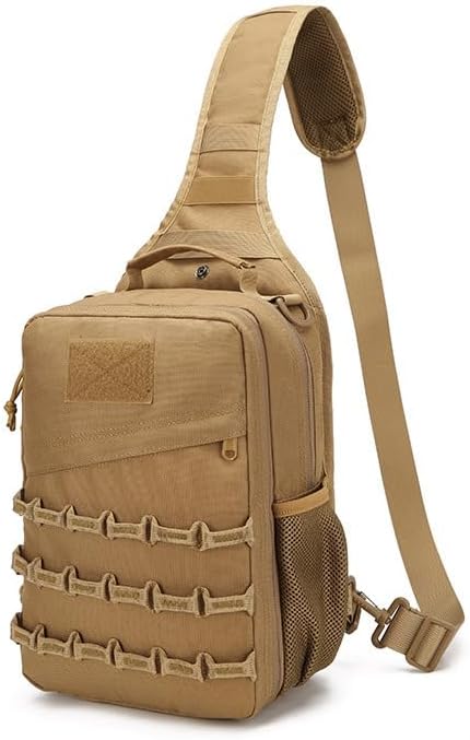 Outdoor Sports Hiking Sling Bag Shoulder Pack Camouflage Tactical Molle Chest Bag - Tan