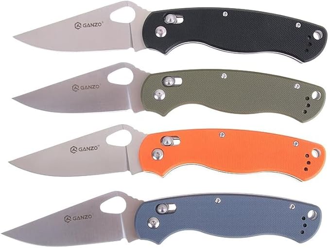 Ganzo G729-OR Folding Pocket Knife 440C Stainless Steel Blade G10 Anti-Slip Handle with Clip Hunting Fishing Camping Folder Outdoor EDC Utility Folding Knife (Orange)