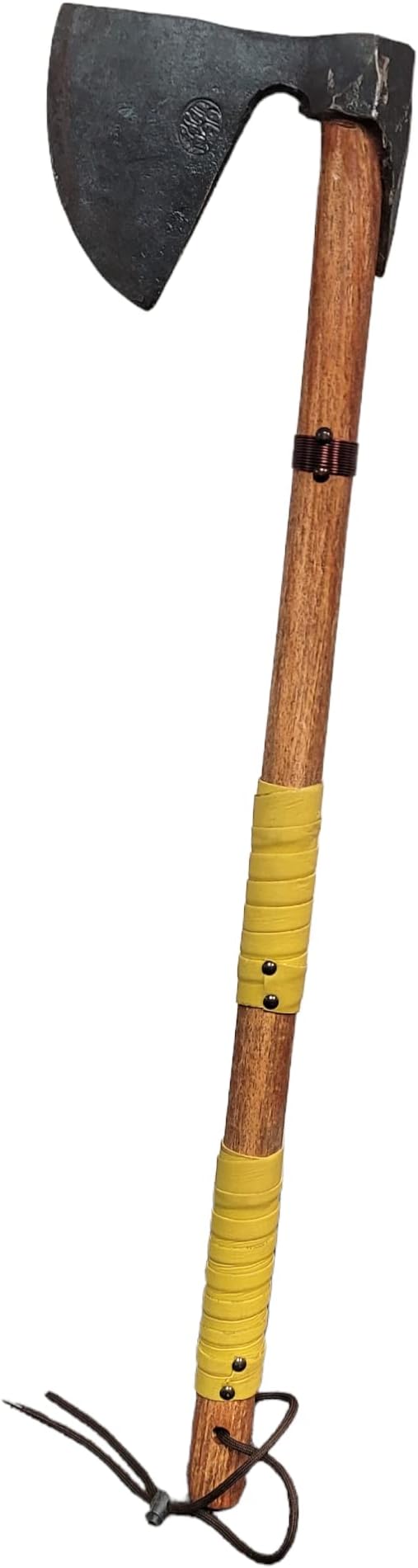 Hand-Forged Viking Two Handed Axe Carbon Steel Axe Head 29 Wood Handle Letaher Grip Copper Ring