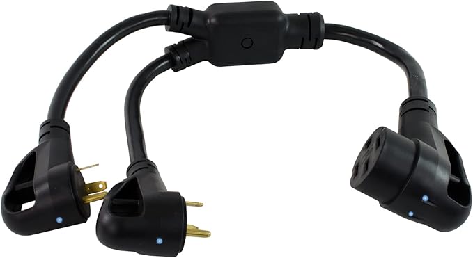 Conntek - 14995 RV 50-Amp Power Optimizer (2) RV 30-Amp Plug to 50-Amp 125/250-Volt 14-50R Female Connector