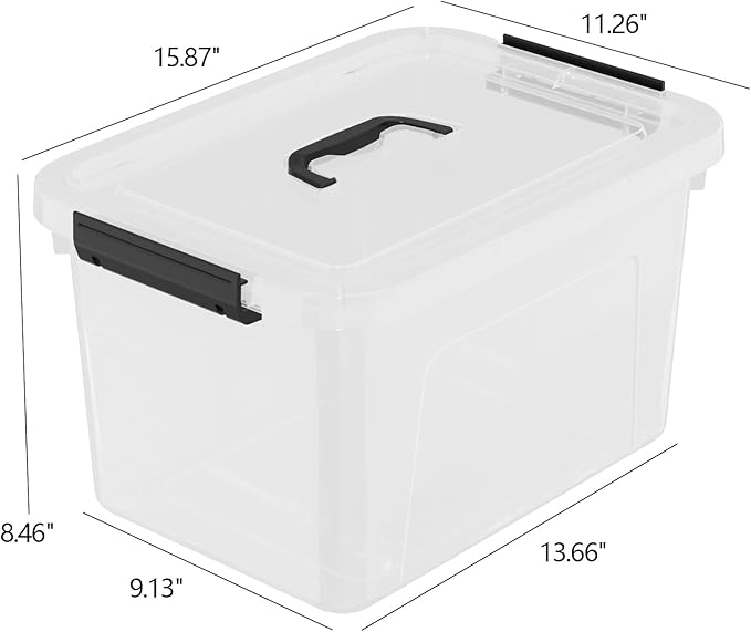 18 L Clear Latch Storage Bins with Handle 4 Pack Plastic Storage Box with Lids