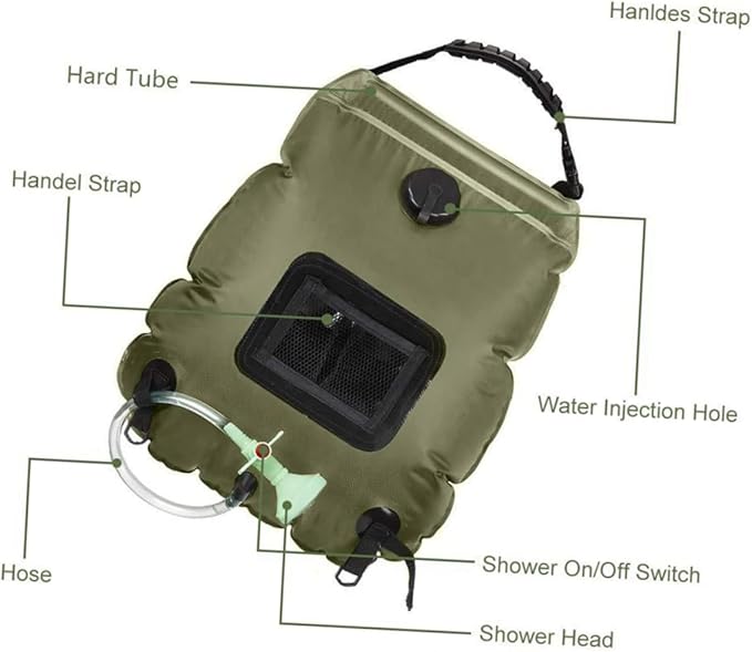 Portable Solar Shower Bag for Camping Hiking and Beach Use Easy to Water Bag Shower Nozzle and Temperature Display for Outdoor Activities