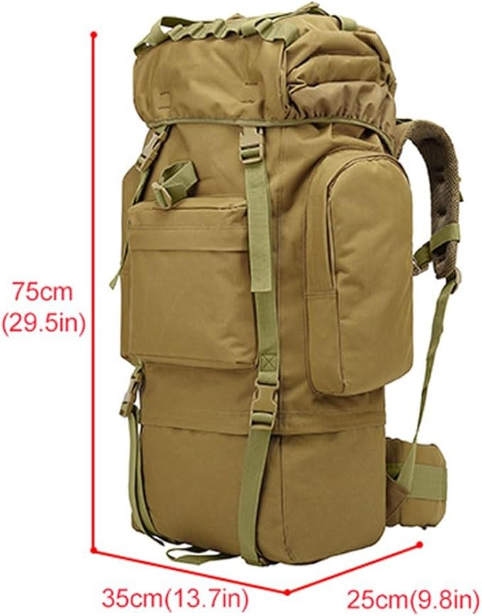LINGYUE 65L Waterproof Tactical Backpack Large Hiking Camping Bagpack With Rain Cover For Outdoor Trekking Travel(F)