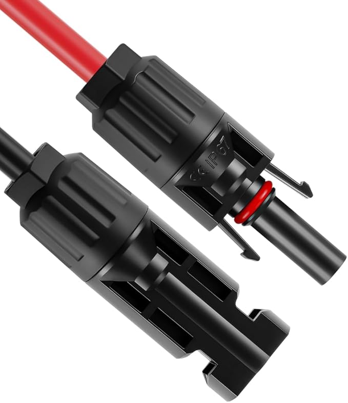 Solar Panel Extension Cable 20Ft 10AWG Waterproof &amp Tinning Male to Female Solar Extender Cord for Photovoltaic Systems （20FT Red +20FT Black