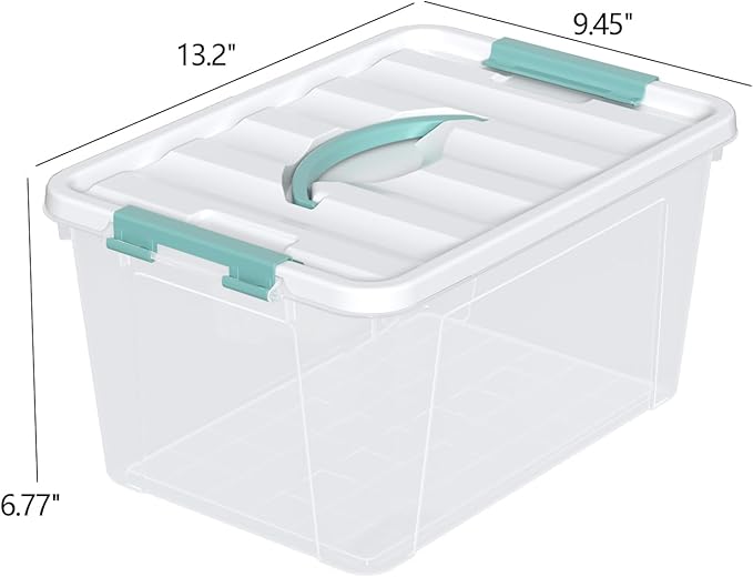 14 Quart Clear Storage Boxes with Handles Plastic Latching Bins with Lids 6 Packs