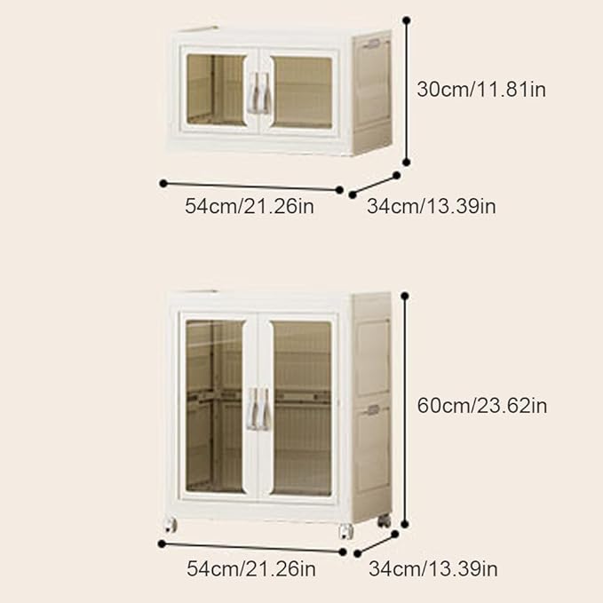 Plastic Storage Bins Stackable Storage Cabinet with Doors &amp Wheels Foldable Storage Containers Plastic Storage Drawers Collapsible Organizers and Boxes for StudyToy RoomBedroomOffice