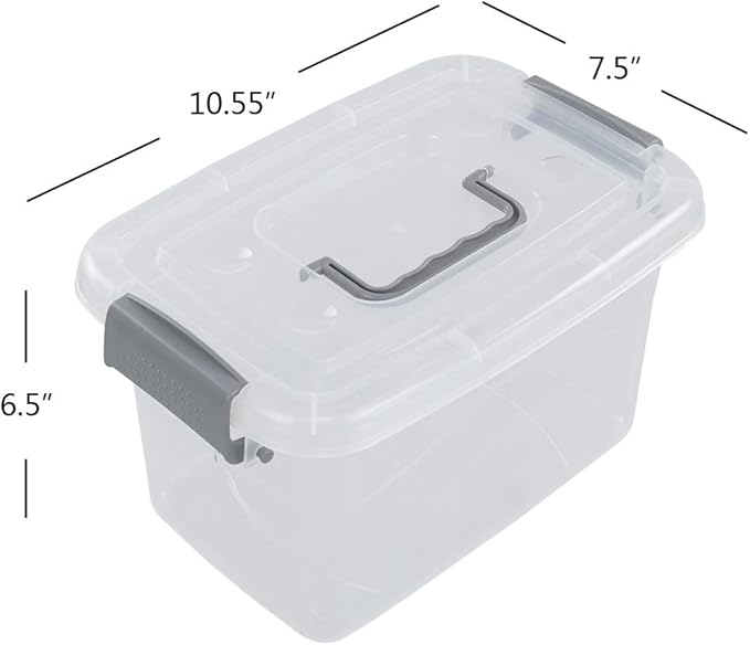Readsky 5 L Clear Plastic Latch Box with Lids and Handle 6 Packs