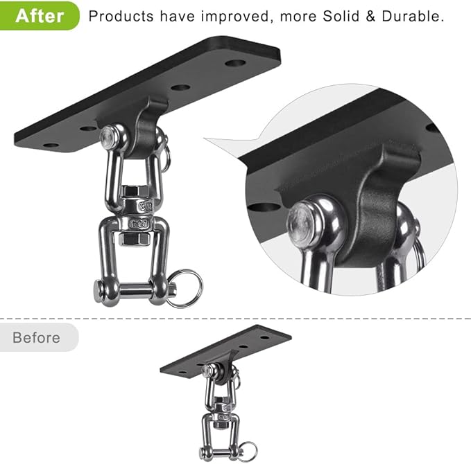 Dolibest Hammock Chair Hanging Kit Heavy Duty Swing Hanger with Spring and 39 Chain Indoor Outdoor Playground Hanging Hammock Punching Bags 360+180° Rotation Easy to Install Black