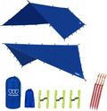 Gold Armour Rainfly Tarp Hammock Premium 14.7ft/12ft/10ft/8ft Rain Fly Cover Waterproof Ultralight Camping Shelter Canopy Survival Equipment Gear Camping Tent Accessories (Blue 14.7ft x 12ft)