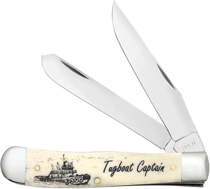 Case XX WR POCKET KNIFE TUGBOAT CAPTAIN NATURAL BONE TRAPPER 4 1/8 INCHES CLOSED ITEM #1067692
