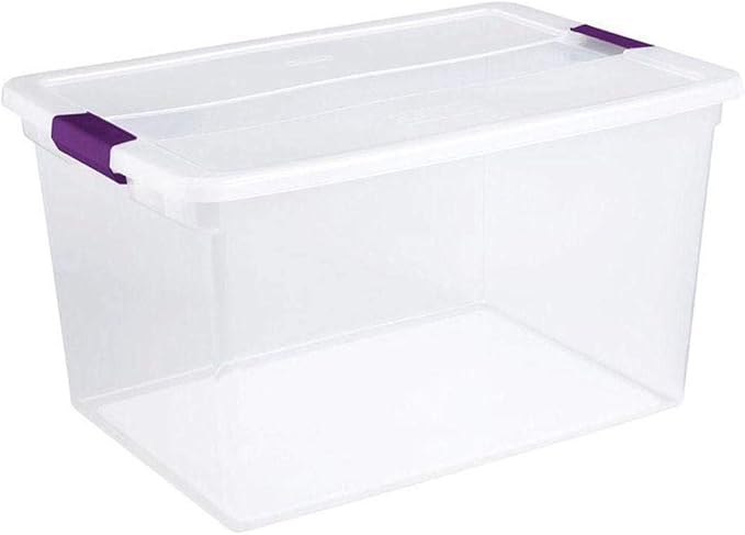 Sterilite 66 Quart Clear Latch Lid Storage Container Tote 12 Pack and 15 Quart Clear Latch Lid Storage Container Tote 12 Pack for Home Organization