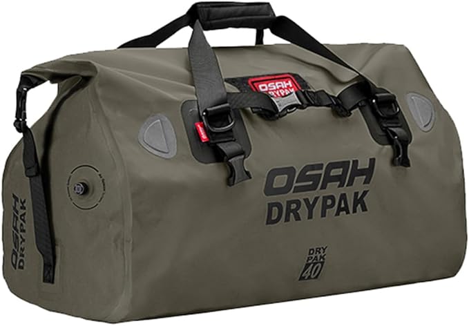Waterproof Duffel&amp Luggage Bag - Motorcycle Dry Bag Tail Saddle Bags with Roll Top ClosureLarge Storage Spacefor Camping Kayaking Fishing &amp Traveling(Green 40L)
