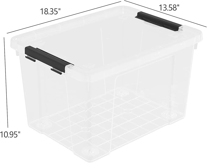 40 Quart Plastic Storage Bin with Lid Clear Storage Tote Bin Pack of 4