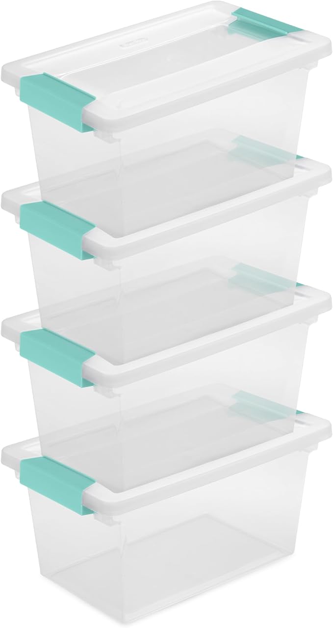 Sterilite 16-Pack Clip Box Clear Storage for Crafts Supplies and Office Items Medium