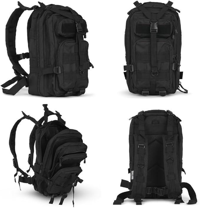 30L Black Tactical Backpack - MOLLE Military Bug Out Bag Small Survival Rucksack &amp EDC Daypack for Hunting Hiking Camping Travel - Outdoor Gear for Men &amp Women