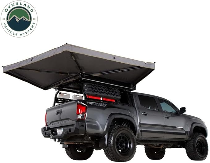 Overland Vehicle Systems 19689909 HD Nomadic 270 LTE Awning Passenger Side | 65 Sq Ft of Coverage | Dark Gray Fabric with Travel Cover Included | Twist and Lock Technology | Weather-Resistant