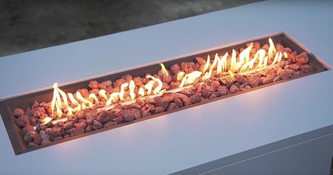 ONLYFIRE OUTDOOR LIVING Premium 60” Outdoor Fire Pit Table with Lava Rocks &amp 12FT Hose Large Propane Gas Fire Table Smokeless Fireplace 60000BTU for Backyard Patio Villa Bonfire Party FP014