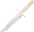 Bear &amp Son Cutlery WSB02 Smooth Bone Bowie with Leather Sheath Knife 14 3/8 White