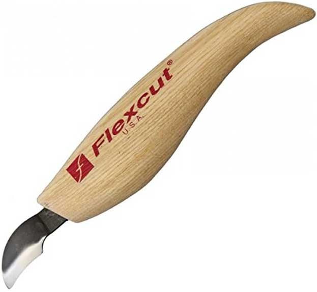 FLEXCUT Left-Handed Hook Knife with High-Carbon Steel Blade Ergonomic Ash Handle (KNL26)