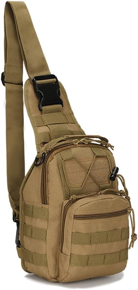 Outdoor Tactical Backpack Tactical Bag Military Sport Small Chest Pack Sling Shoulder Backpack for Every Day Carry (Mud Color)