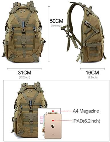 40L Camping Backpack Men's Travel Bags Tactical MOLLE Reflective Climbing Rucksack Hiking Fishing(ACU)