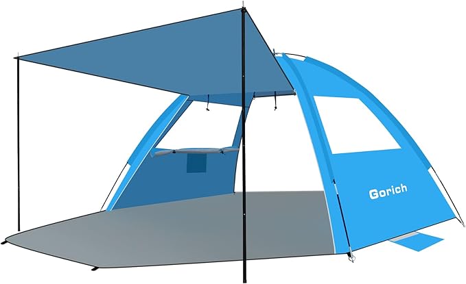 Gorich Beach Tent with Canopy - Easy Setup 3-4/5-6/7-8 Person Portable Sun Shelter UPF 50+ UV Protection Sun Shade Lightweight &amp Compact Beach Cabana for Family Travel