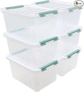 Pekky 20 Quart Clear Storage Bin with Lid 6 Pack Plastic Latching Container Box