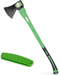 WilFiks Chopping Axe 36” Camping Outdoor Hatchet for Wood Splitting and Kindling Forged Carbon Steel Heat Treated Hand Maul Tool Fiberglass Shock Reduction Handle with Anti-Slip Grip