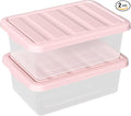 14 Quart Basic Clear Storage Box with Pink Lid (Pack of 2)