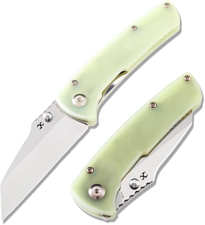 KANSEPT Mian Street Folding Pocket Knife 7.92in Liner Lock Folding Pocket Knives Liner Lock with 3.36in Stonewashed 154CM Blade and Jade G10 Handle for Outdoor Tactical Survival T1015B1