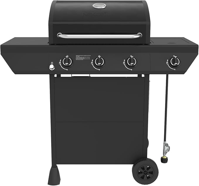 Nexgrill 3-Burner Propane Gas Grill with Side Burner 52000BTUs 418 SQ. In. Cooking Space BBQ Grill with Durable Steel Lid &amp Control Panel for Outdoor Cooking Patios and More - 720-0925S