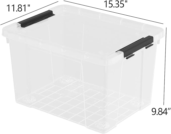 6-Pack 22 Qt Stackable Plastic Storage Bins with Wheels and Lids - Clear Rolling Plastic Organizers for Garage Pantry &amp Office