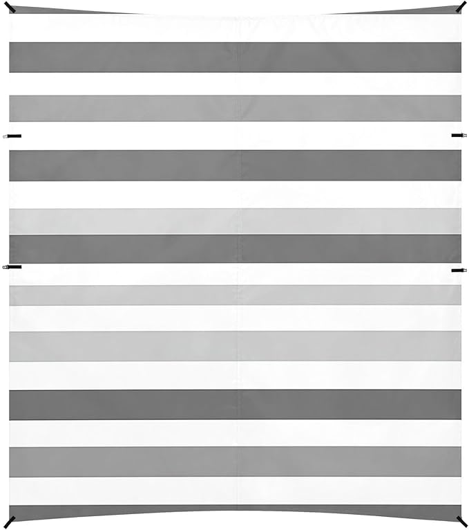 ALAZA Grey White Striped Beach Tent Sun Shelter Portable Canopy Sunshade for Outdoor Camping Picnics Backyard Fun 10x9 ft