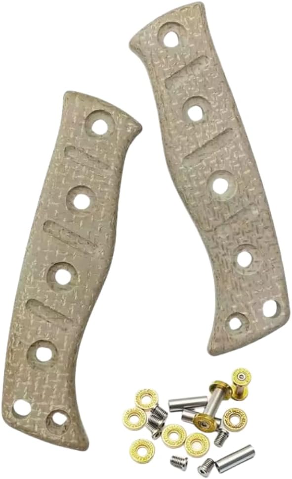 1 Pair Micarta Handle Scales Handles Patch DIY Tool Replacement Grips Fit for Benchmade Fixed Adamas 375(Screws Set Included) (Brown)