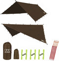 Gold Armour Rainfly Tarp Hammock Premium 14.7ft/12ft/10ft/8ft Rain Fly Cover Waterproof Ultralight Camping Shelter Canopy Survival Equipment Gear Camping Tent Accessories (Brown 14.7ft x 12ft)