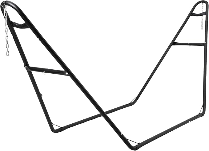 Heavy Duty Hammock Stand 550 lb Capacity Universal Portable Steel Hammock Hanging Stand for Indoor/Outdoor Patio Camping Powder-Coated Rustproof Frame with Adjustable Chains &amp S-Hooks