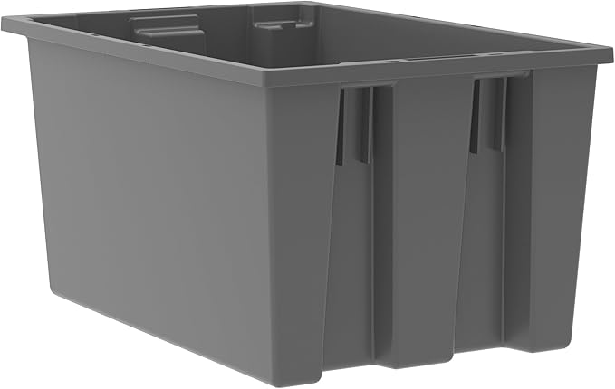 Akro-Mils 35240 Nest and Stack Plastic Storage Container and Distribution Tote (23-1/2-Inch L x 15-1/2-Inch W x 12-Inch H) Gray (3-Pack)