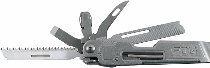 SOG PowerAccess Deluxe All-Around Heavy Duty Stainless Steel Multi-Tool w/Nylon Sheath Two Knife Blades Can &amp Bottle Opener Stone Wash