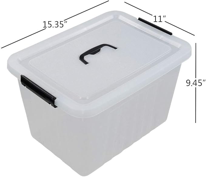 25 Quart Clear Latching Tote Plastic Storage Bin with Black Handle Pack of 4
